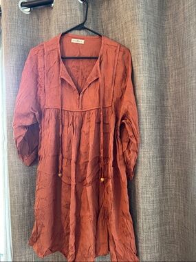 NATURAL LIFE Rust Orange Boho Tunic